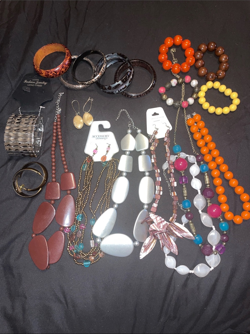 Assorted Women’s Fashion Jewelry Set in Orange, Yellow, Brown, Silver and Pink